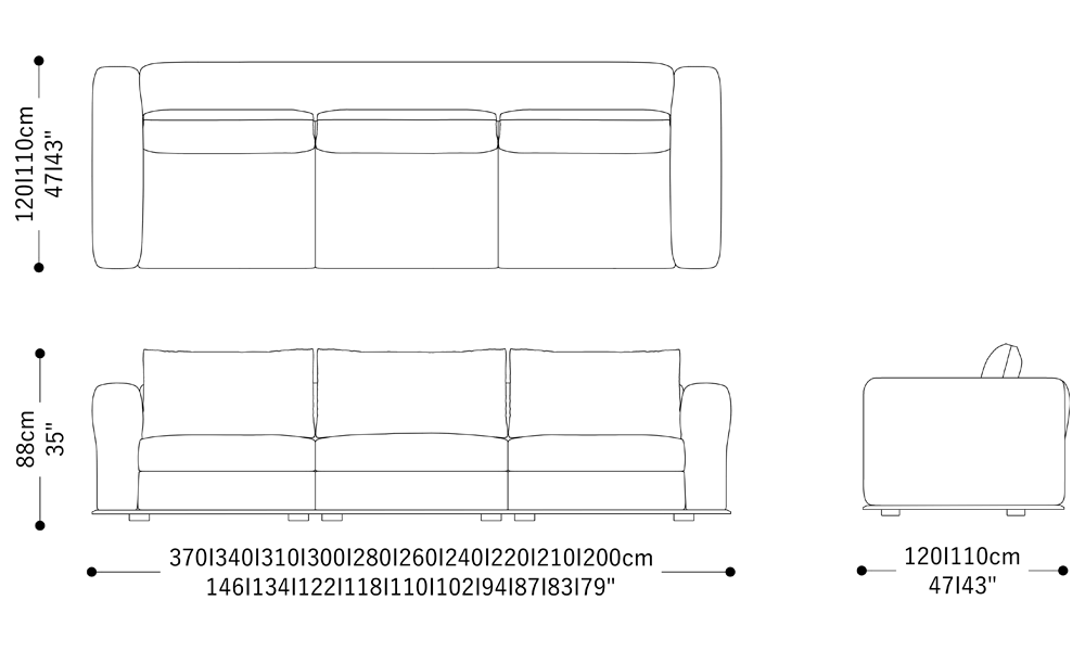 Image of the main dimensions of the product